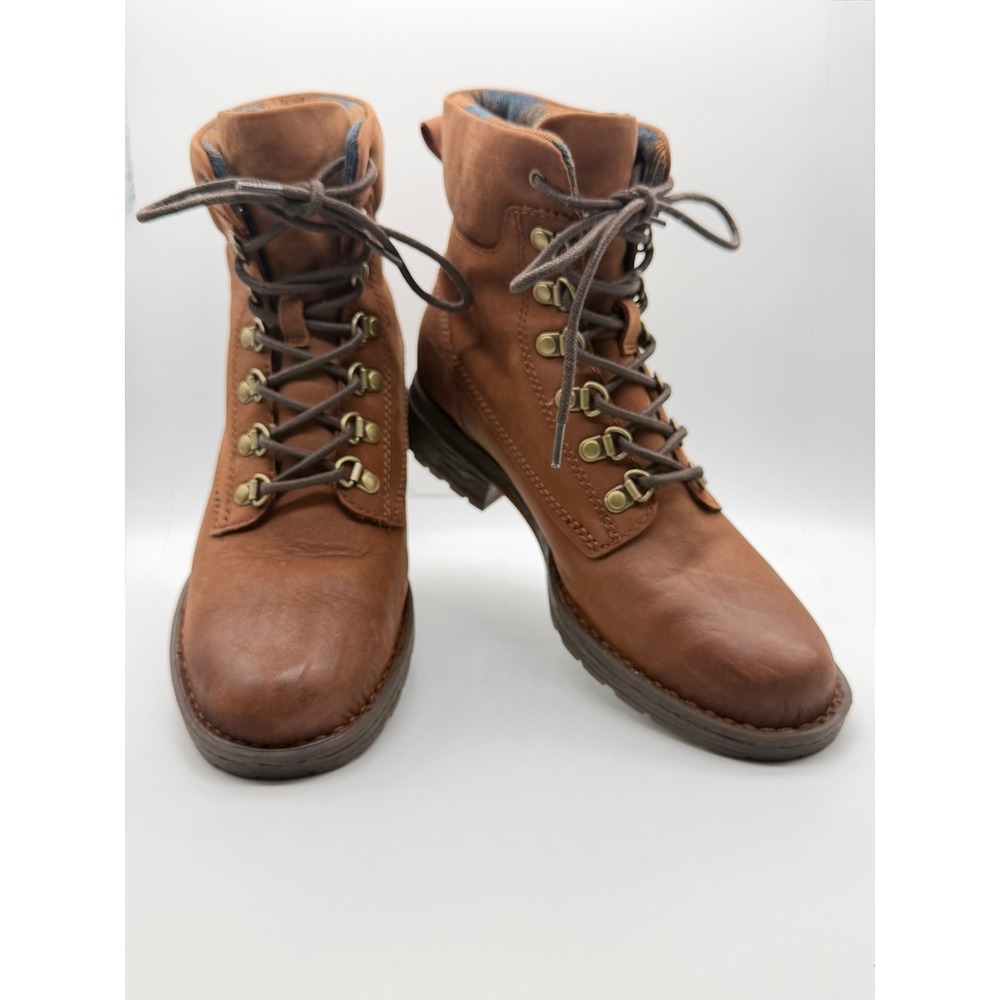 Born Codi Combat Boots Women 7.5 Brown Excellent Leather Lace Up Lug Sole F06513